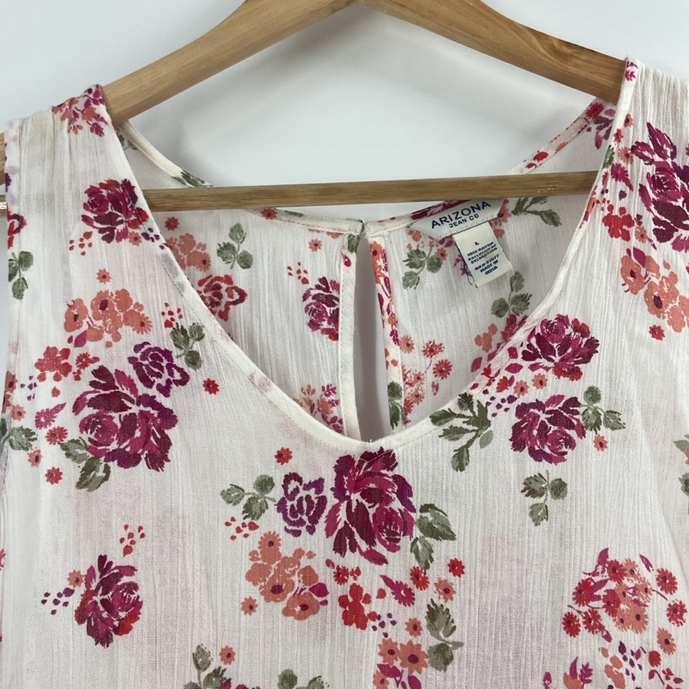 Arizona Jean Company floral tiered flouncy baby doll top large - Picture 2 of 13